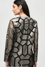 Joseph Ribkoff Joseph Ribkoff  Gunmetal/Black Laser-Cut Leatherette w/Mesh Jacket BLS