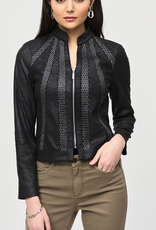 Joseph Ribkoff Joseph Ribkoff  Black Faux Leather w/Silver-Cut Detail Jacket BLB