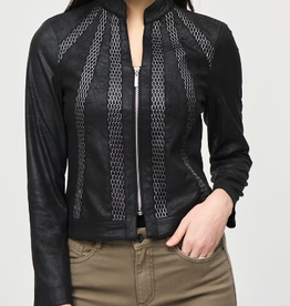 Joseph Ribkoff Joseph Ribkoff  Black Faux Leather w/Silver-Cut Detail Jacket BLB