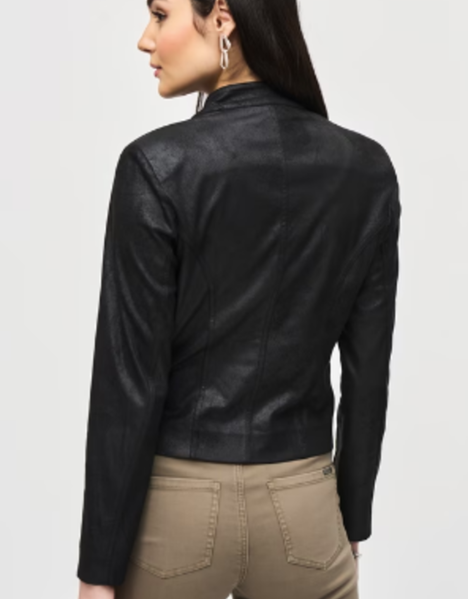 Joseph Ribkoff Joseph Ribkoff  Black Faux Leather w/Silver-Cut Detail Jacket BLB