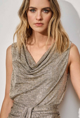 Joseph Ribkoff Joseph Ribkoff Beige/ Gold Funnel Neck Sleeveless Top KO