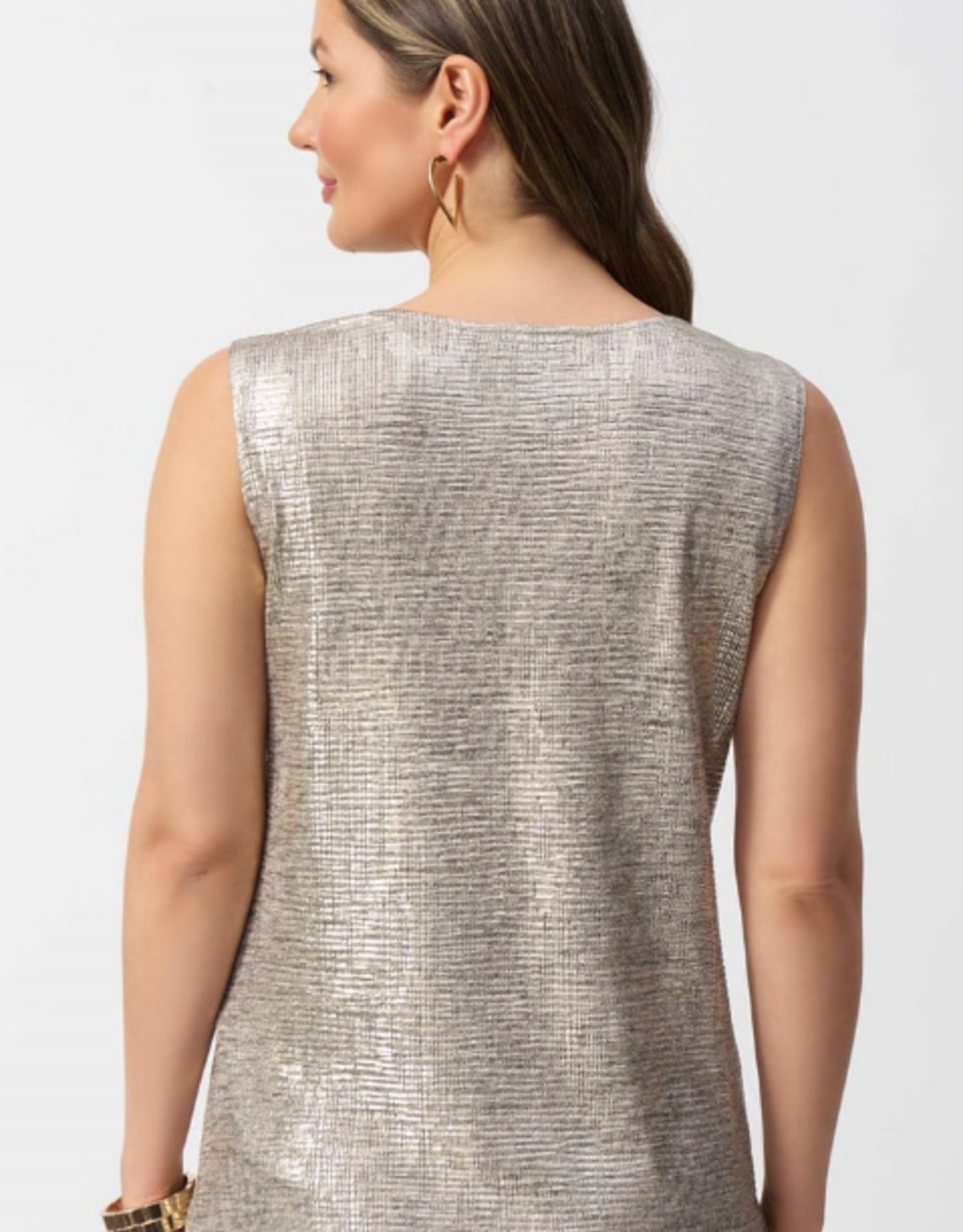 Joseph Ribkoff Joseph Ribkoff Beige/ Gold Funnel Neck Sleeveless Top KO