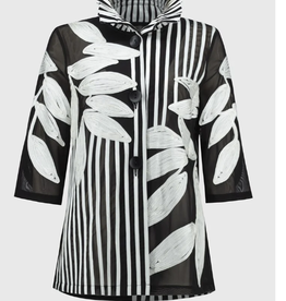 Joseph Ribkoff Joseph Ribkoff  Black/White Mesh and Satin Soutache Jacket BCK