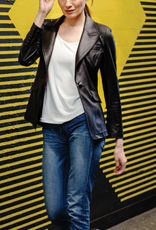 Clara Sunwoo Black Liquid Leather Blazer Jacket RB