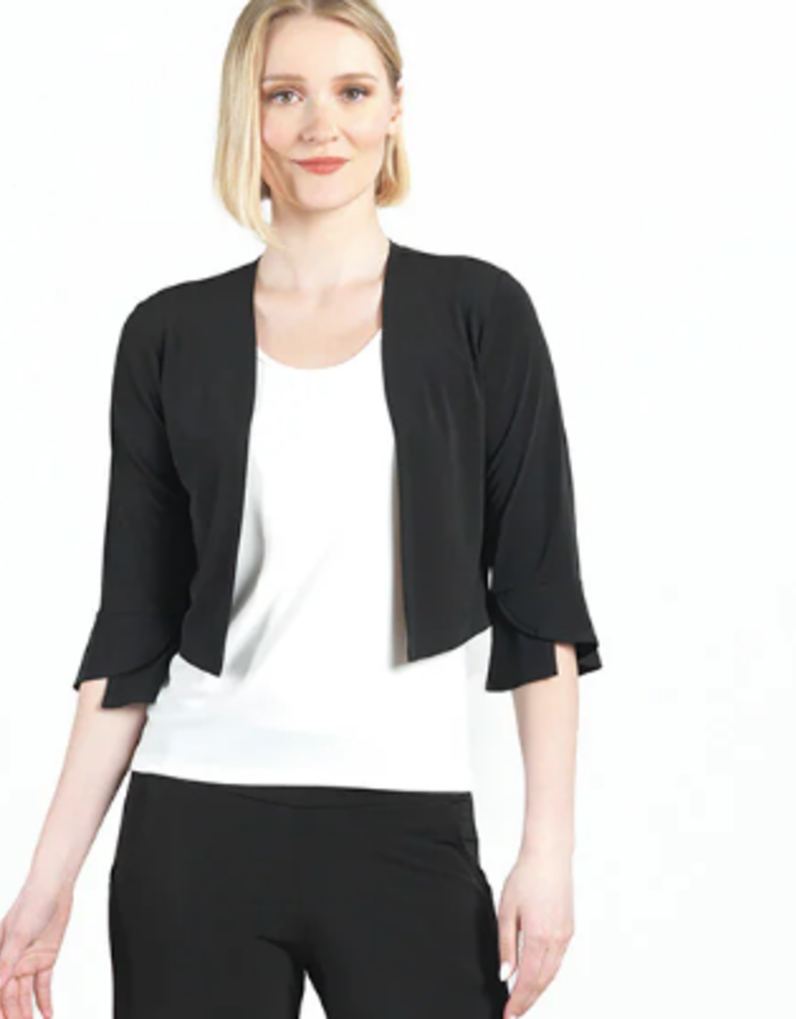 Clara Sunwoo Black Soft Knit Tulip Cuff Cardigan AB