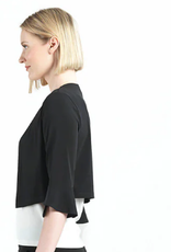 Clara Sunwoo Black Soft Knit Tulip Cuff Cardigan AB