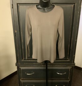 Lulu B Lulu B  TLE5129 Chocolate Basic Scoop Neck Long Sleeve Top BR
