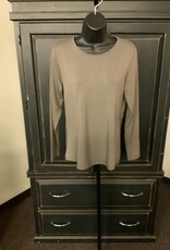 Lulu B Lulu B  TLE5129 Chocolate Basic Scoop Neck Long Sleeve Top BR