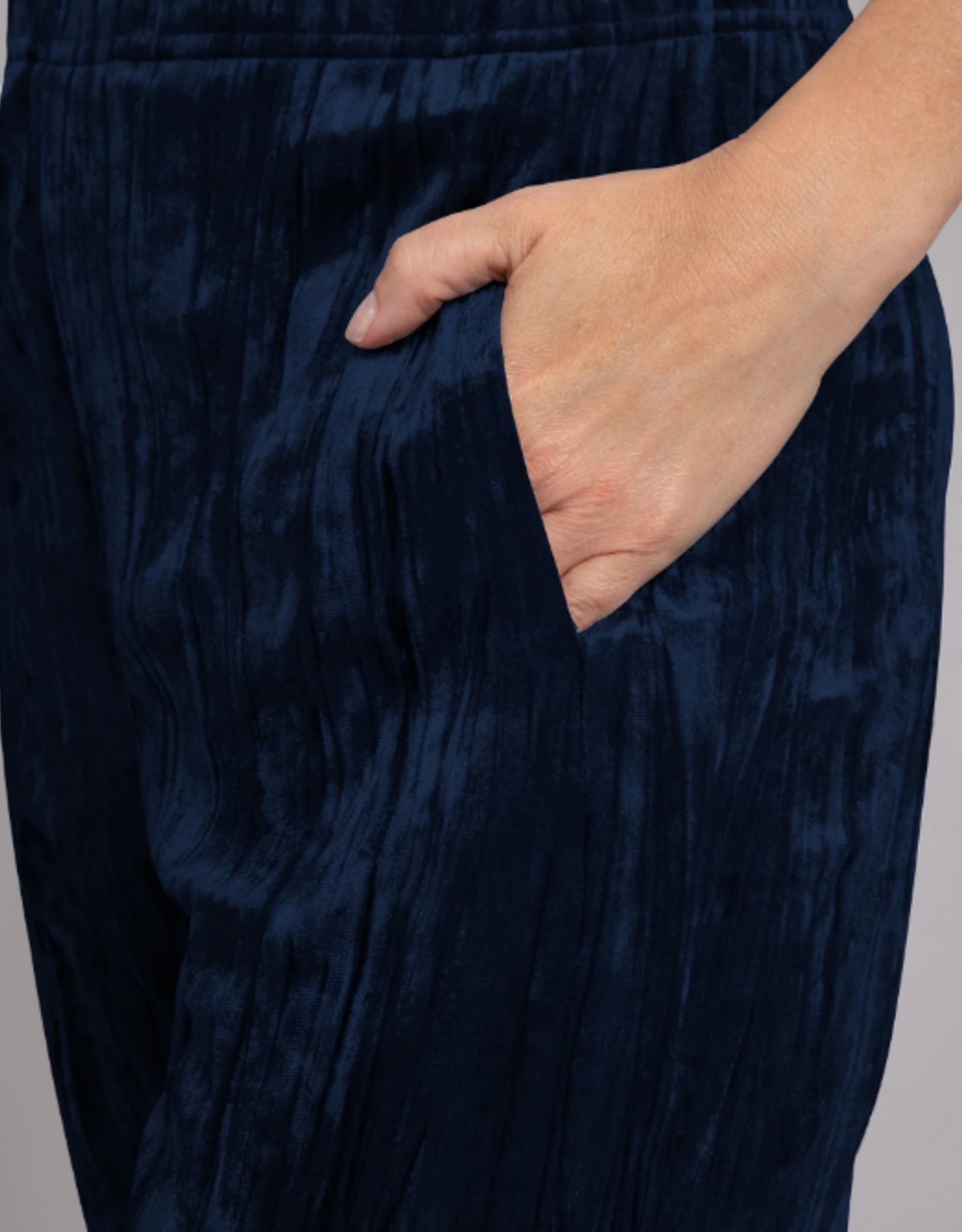 Sympli SALE - was $236  Sympli Navy Pull On Crinkle Texture Velvet Jogger BEB