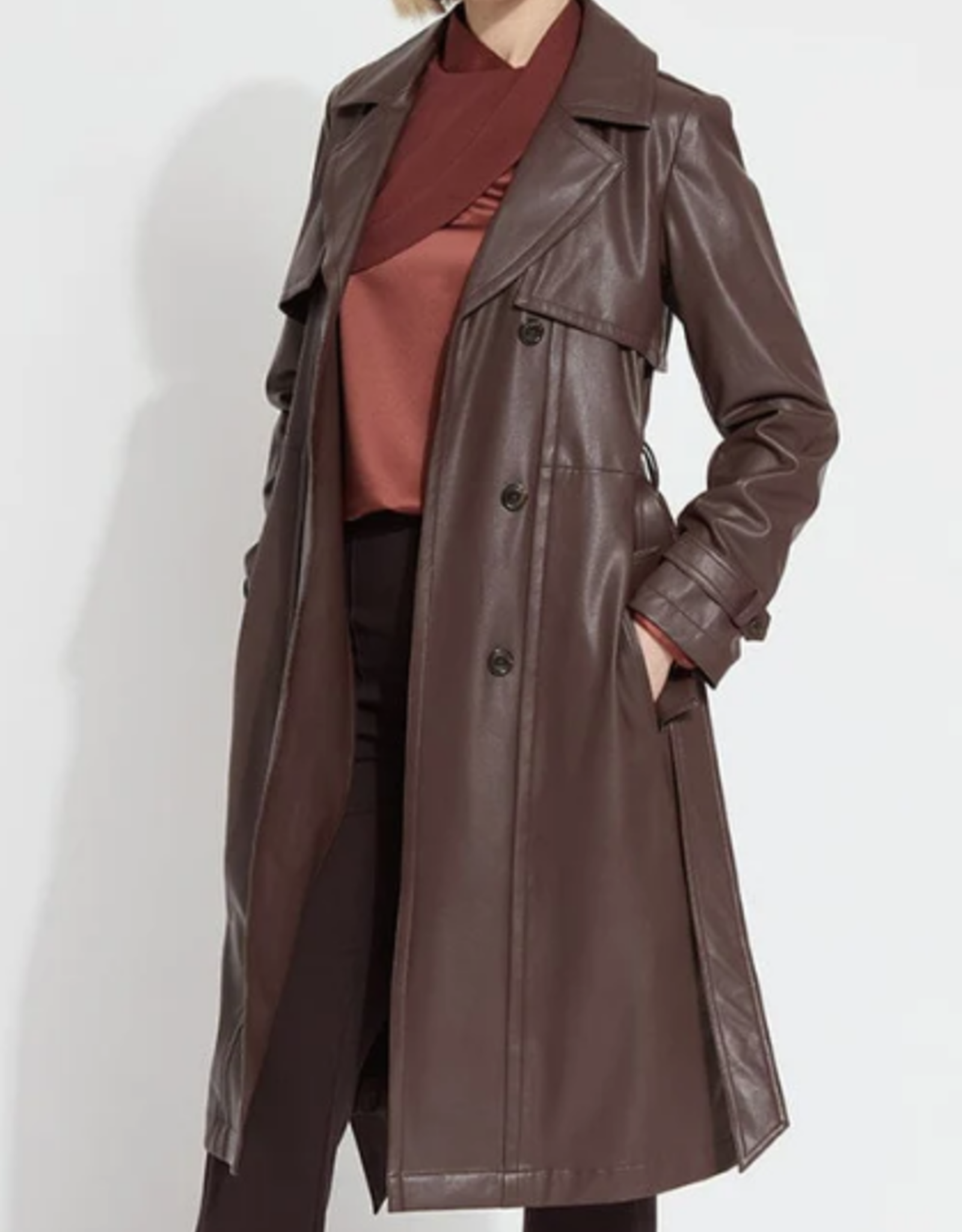 Lysse Lysse Dark Mocha  Vegan Leather trench Coat BEH
