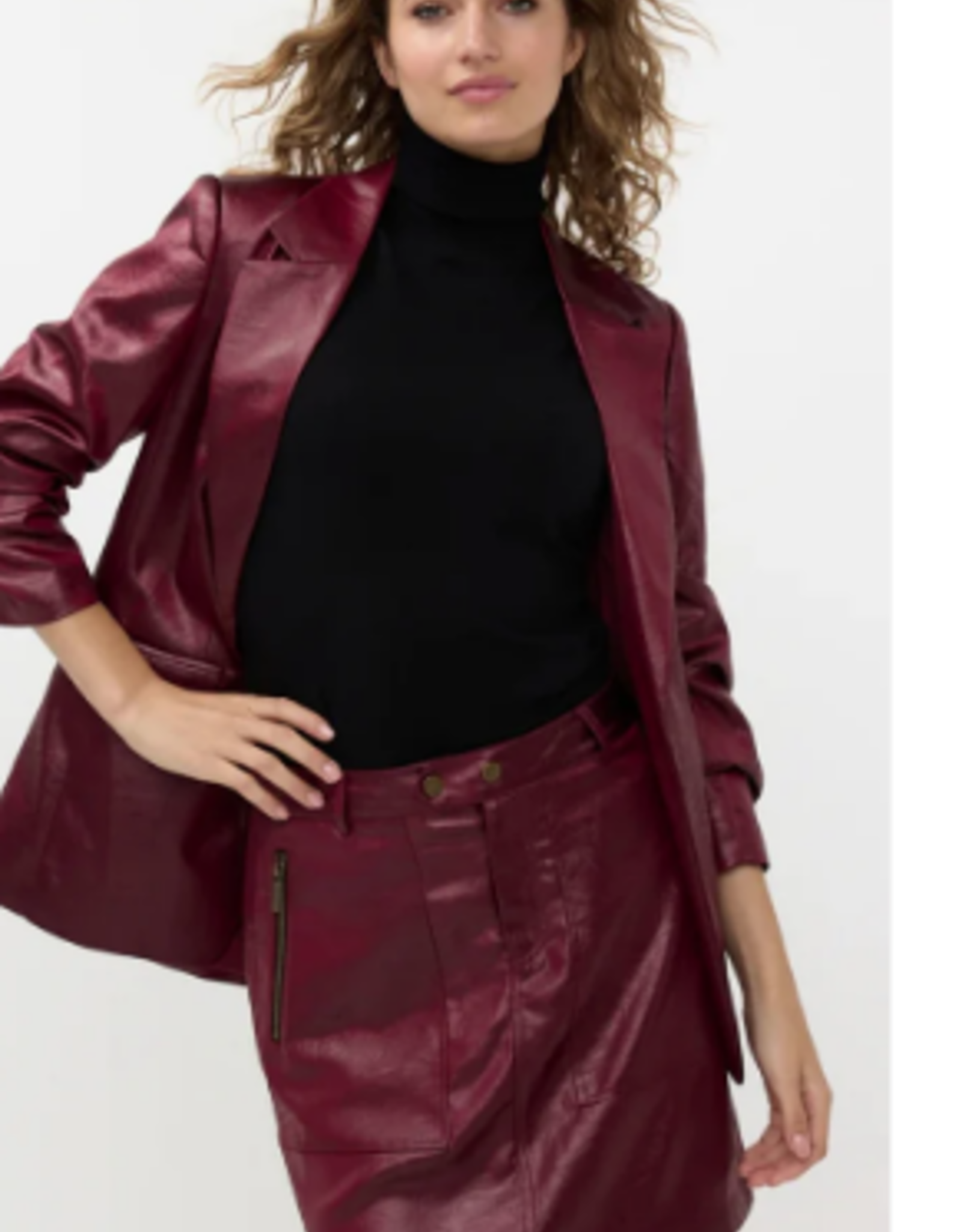Esqualo Esqualo Wine Red Metallic Crinkle Blazer HS