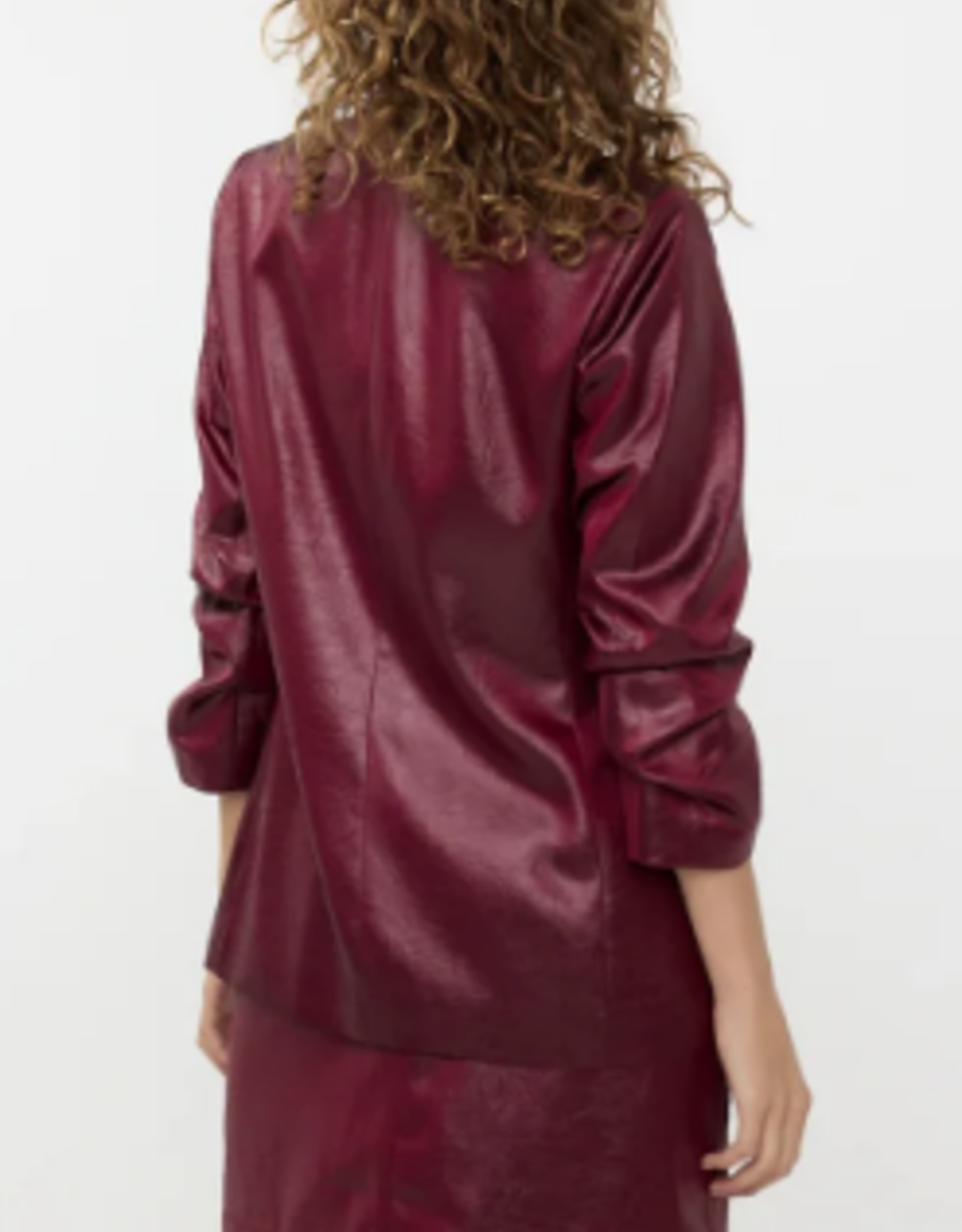 Esqualo Esqualo Wine Red Metallic Crinkle Blazer HS