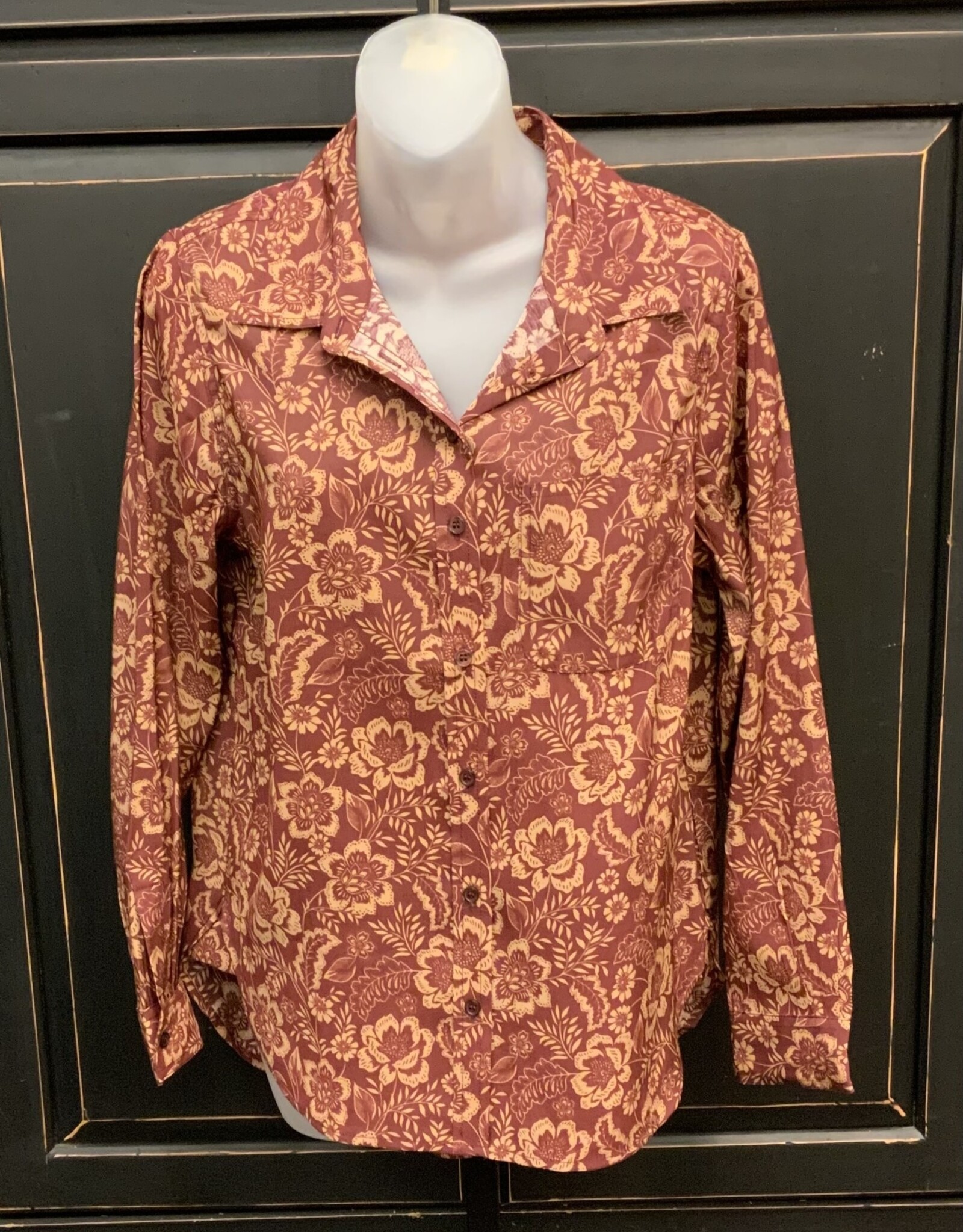 Velvet Heart Velvet Heart Sangria Floral Print Button Up Long Sleeve Top AC