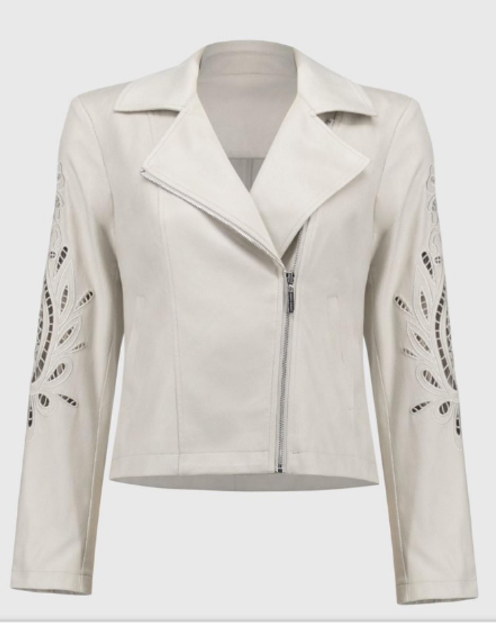 Joseph Ribkoff Joseph Ribkoff  Moonstone Foiled Faux-Suede Moto Jacket BLB