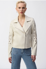 Joseph Ribkoff Joseph Ribkoff  Moonstone Foiled Faux-Suede Moto Jacket BLB