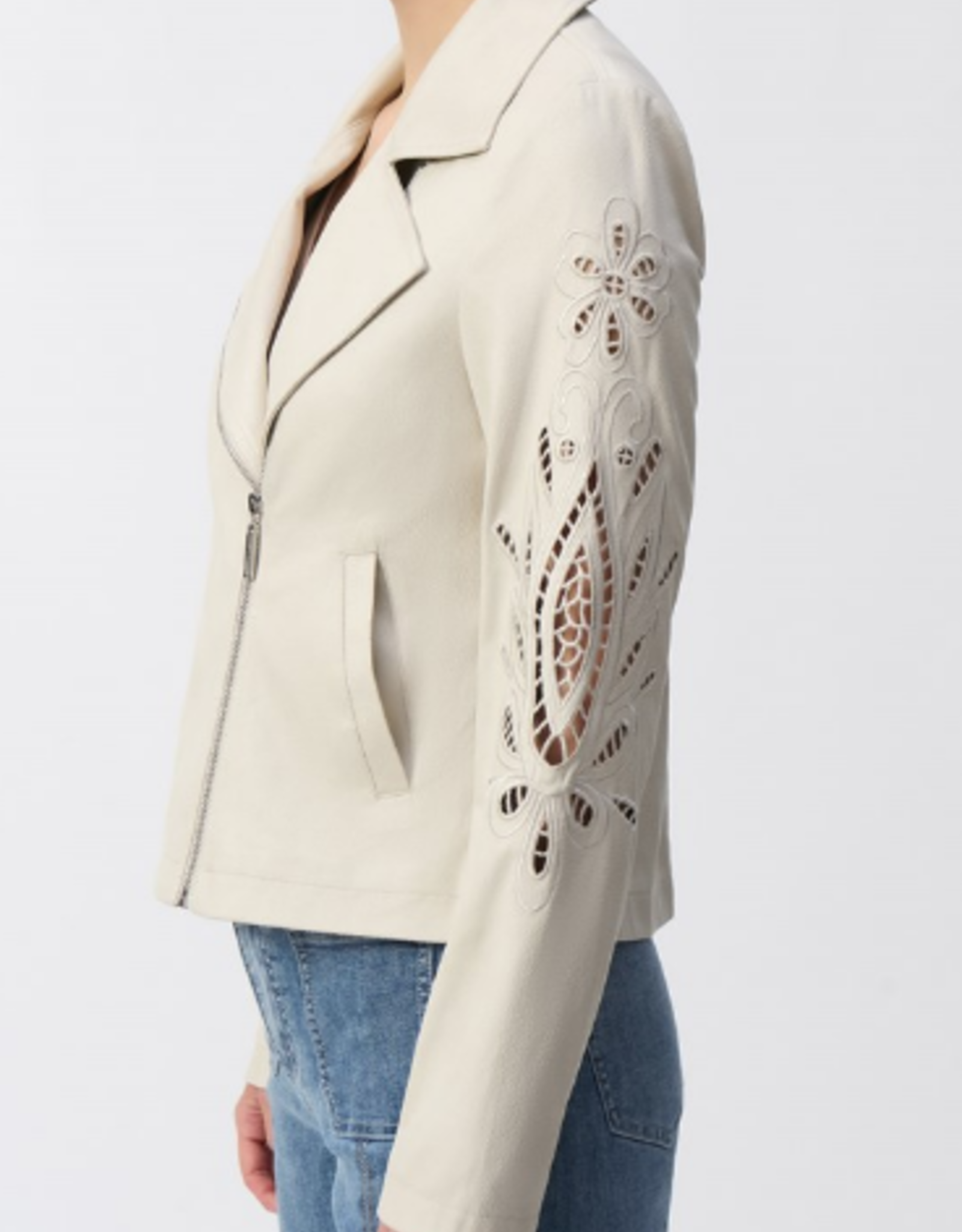 Joseph Ribkoff Joseph Ribkoff  Moonstone Foiled Faux-Suede Moto Jacket BLB