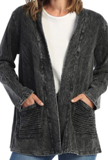 Jess & Jane Jess & Jane Black Mineral Washed Open Cardigan AR