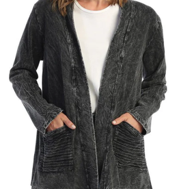Jess & Jane Jess & Jane Black Mineral Washed Open Cardigan AR