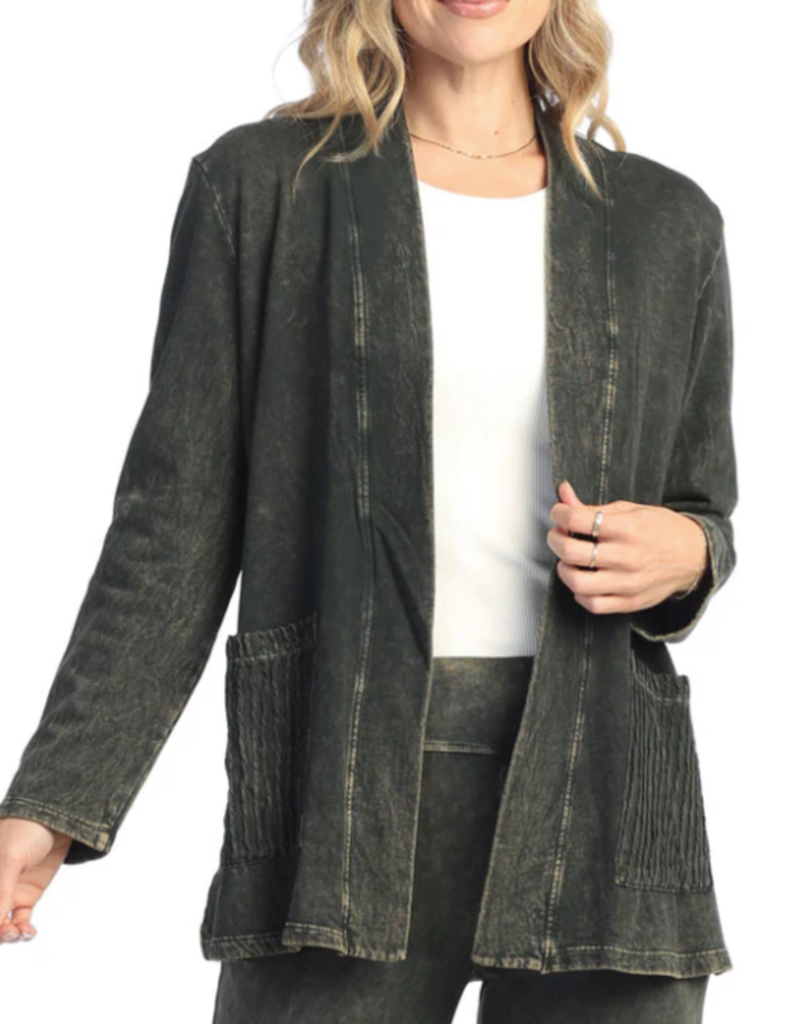 Jess & Jane Jess & Jane Black Mineral Washed Open Cardigan AR