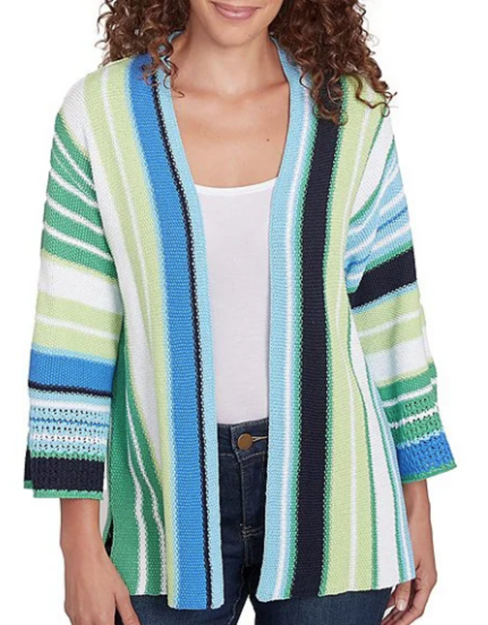 Multiples Ruby Road Avacodo Multi Print Open Front Long Sleeve Cardigan AL