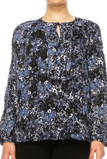 Zac & Rachel Zac & Rachel Navy Floral Print Round Neck Long Sleeve BK