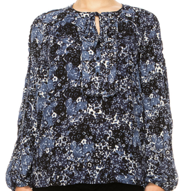 Zac & Rachel Zac & Rachel Navy Floral Print Round Neck Long Sleeve BK