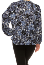 Zac & Rachel Zac & Rachel Navy Floral Print Round Neck Long Sleeve BK
