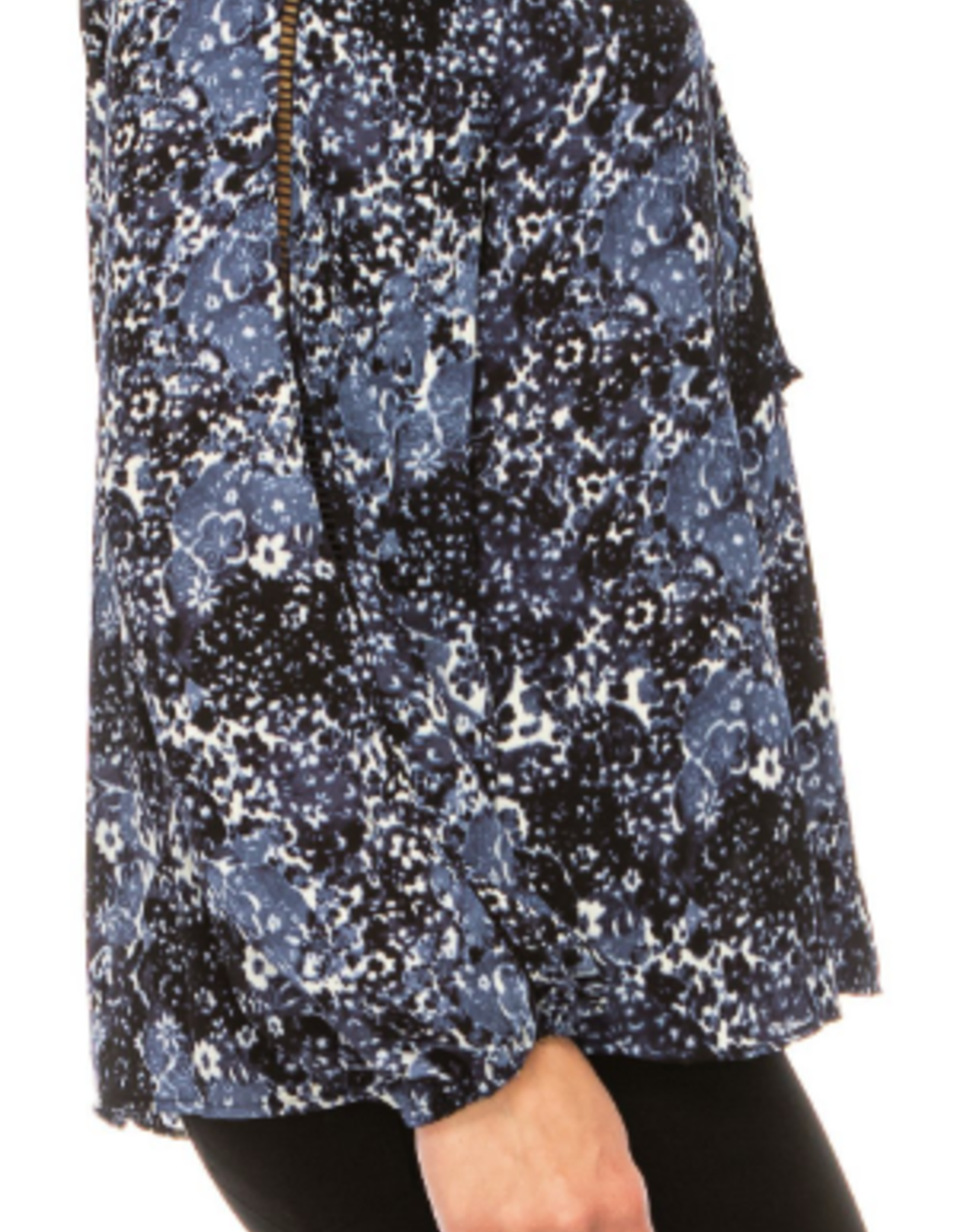 Zac & Rachel Zac & Rachel Navy Floral Print Round Neck Long Sleeve BK