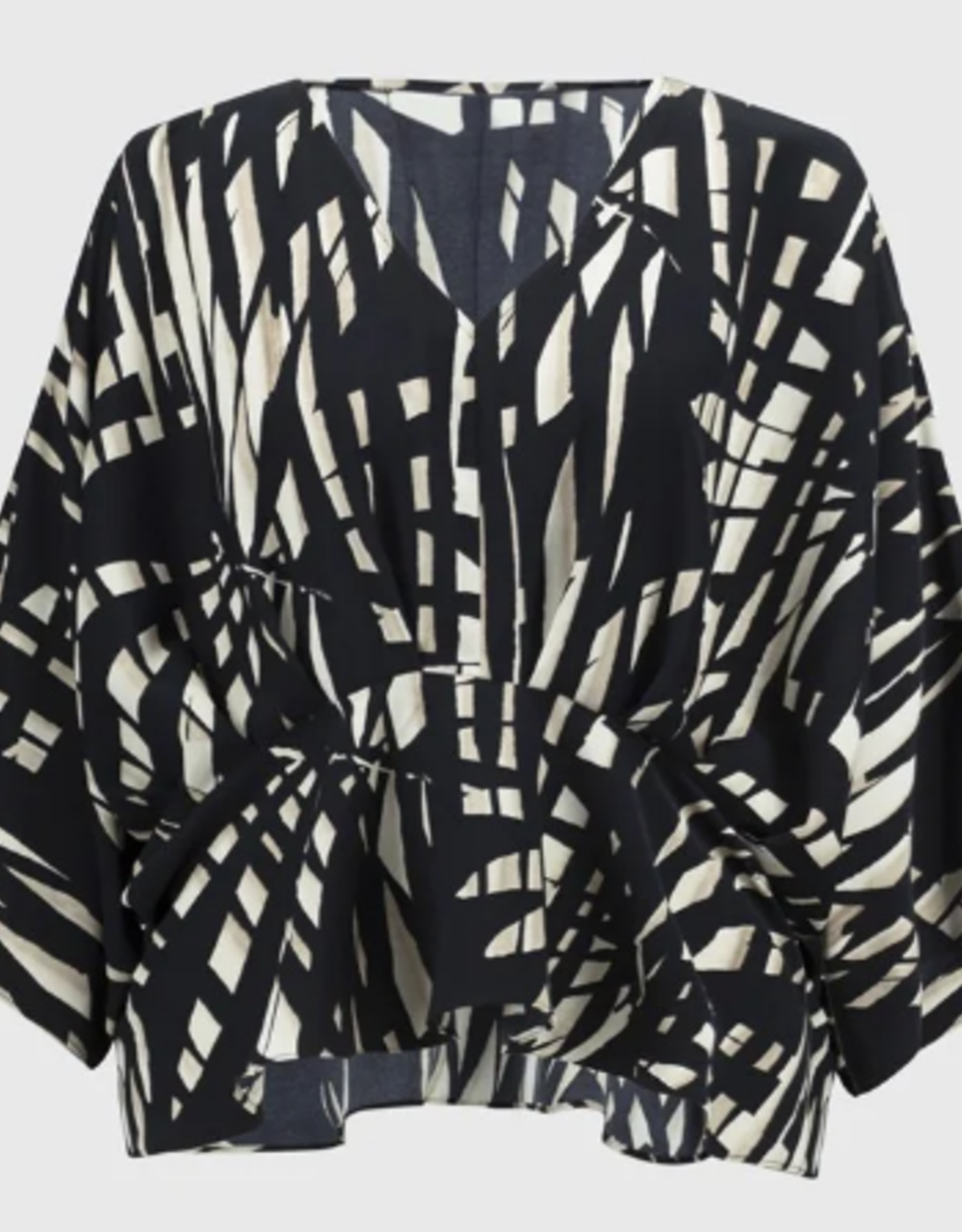 Joseph Ribkoff Joseph Ribkoff  Black/Tan V-Neck Dolman Sleeve Peplum Top