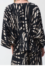 Joseph Ribkoff Joseph Ribkoff  Black/Tan V-Neck Dolman Sleeve Peplum Top