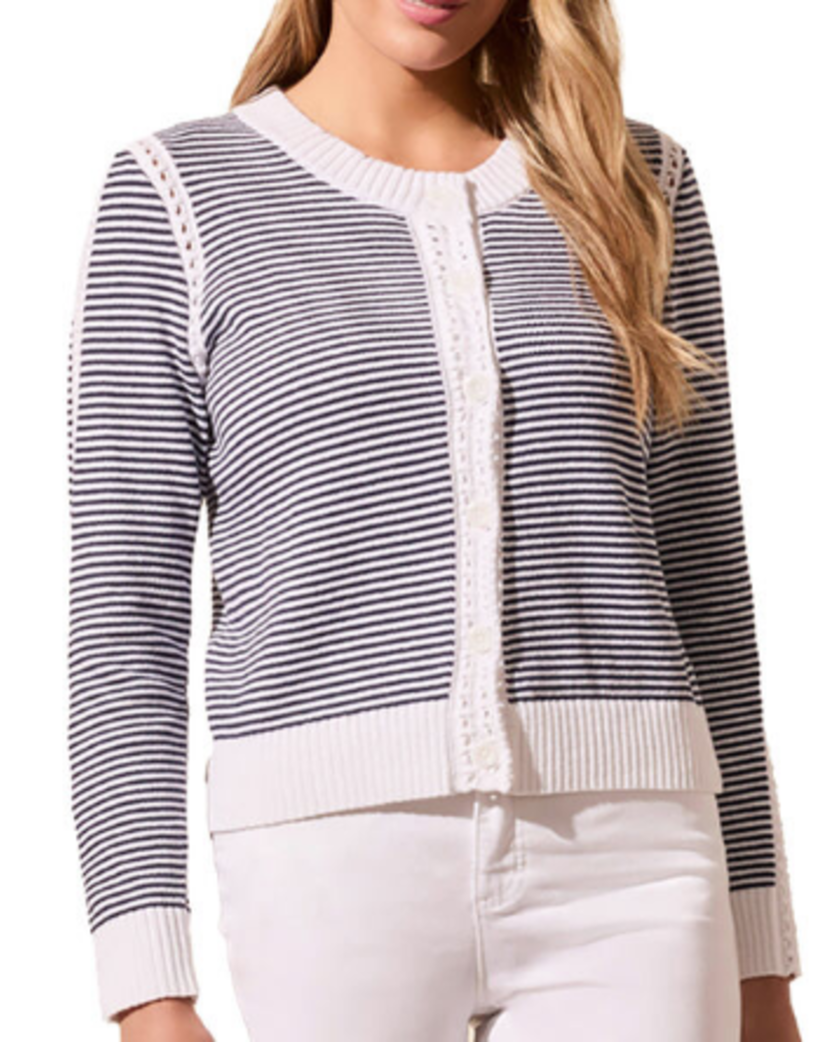 Tribal Tribal Navy/White Button Up Long Sleeve Cardigan