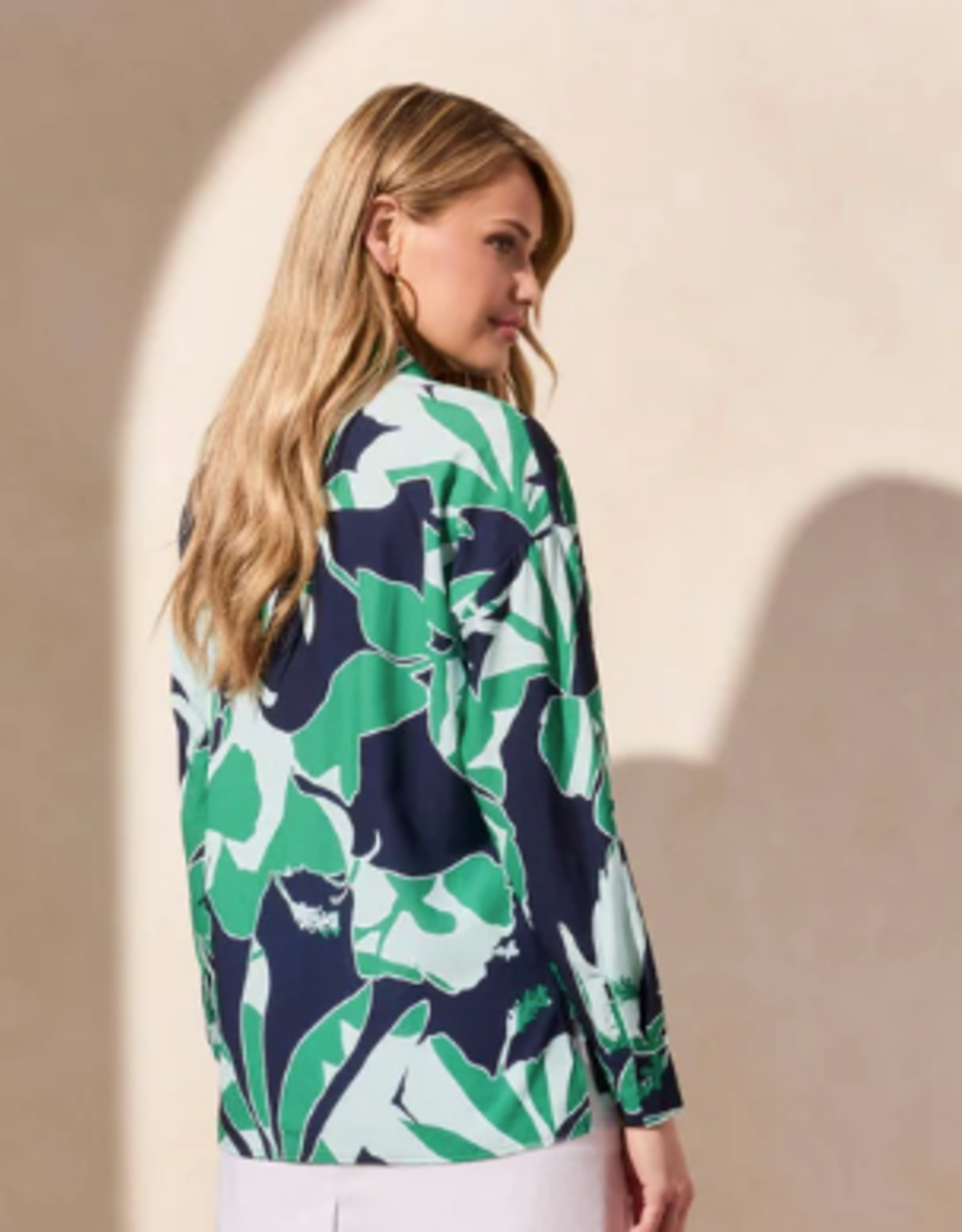 Tribal Tribal Kelly Green/Navy Button Up L/S Camp Shirt