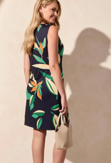 Tribal Tribal Jet Blue Multi Print Notch Collar Sleeveless Dress