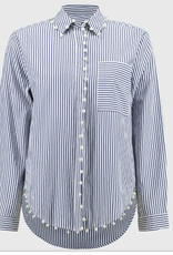 Joseph Ribkoff Joseph Ribkoff Midnight Blue/White Striped Stretch Shirt Joseph Ribkoff Joseph Ribkoff Midnight Blue/White Striped Stretch Shirt