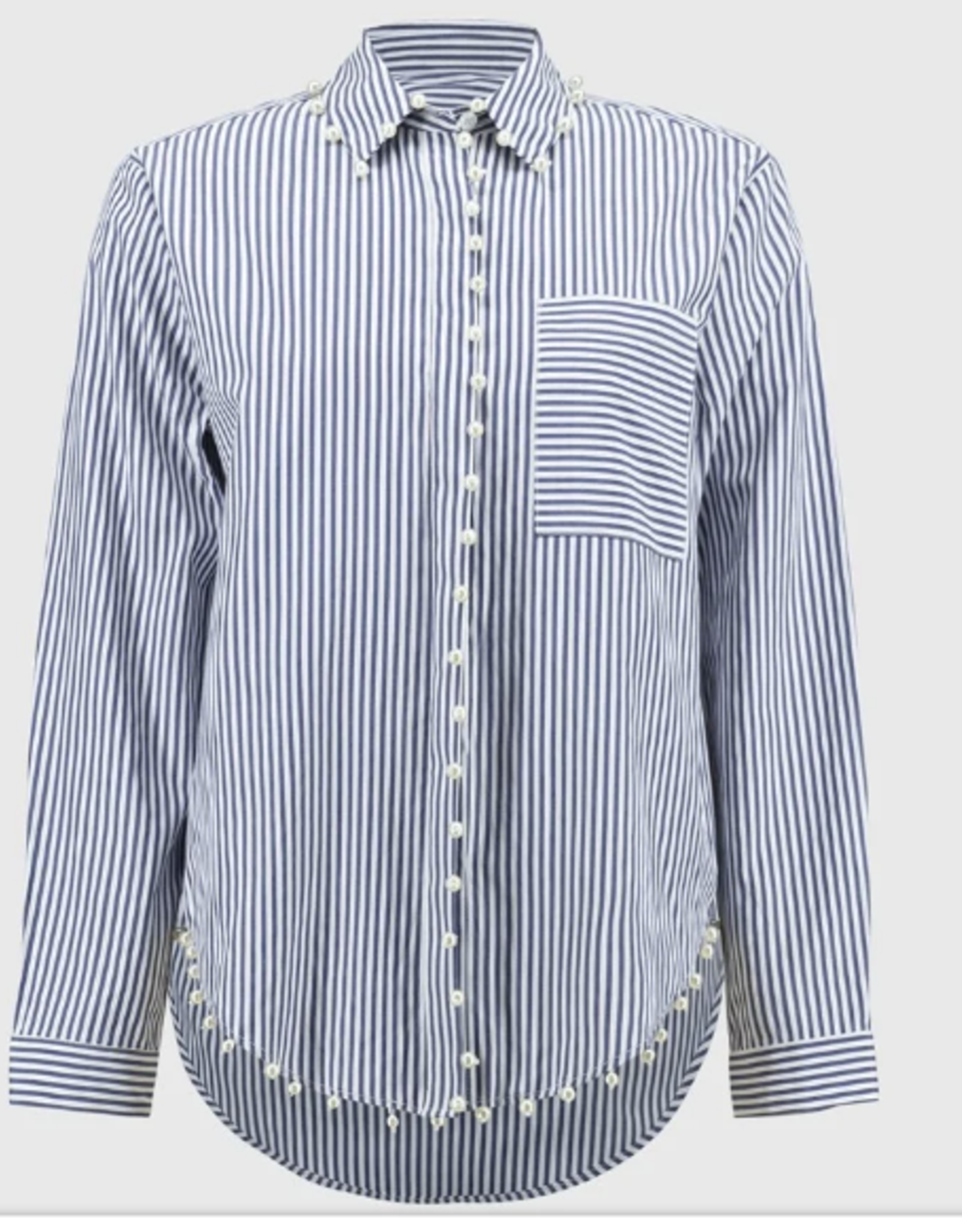 Joseph Ribkoff Joseph Ribkoff Midnight Blue/White Striped Stretch Shirt