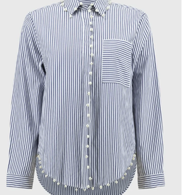 Joseph Ribkoff Joseph Ribkoff Midnight Blue/White Striped Stretch Shirt