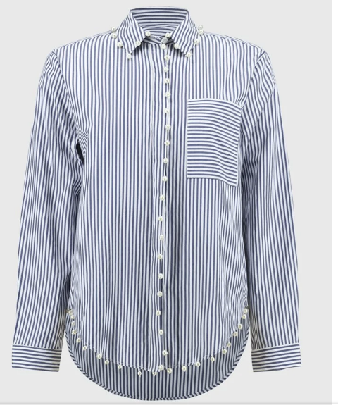 Joseph Ribkoff Midnight Blue/White Striped Stretch Shirt - Evelie