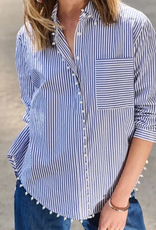 Joseph Ribkoff Joseph Ribkoff Midnight Blue/White Striped Stretch Shirt Joseph Ribkoff Joseph Ribkoff Midnight Blue/White Striped Stretch Shirt