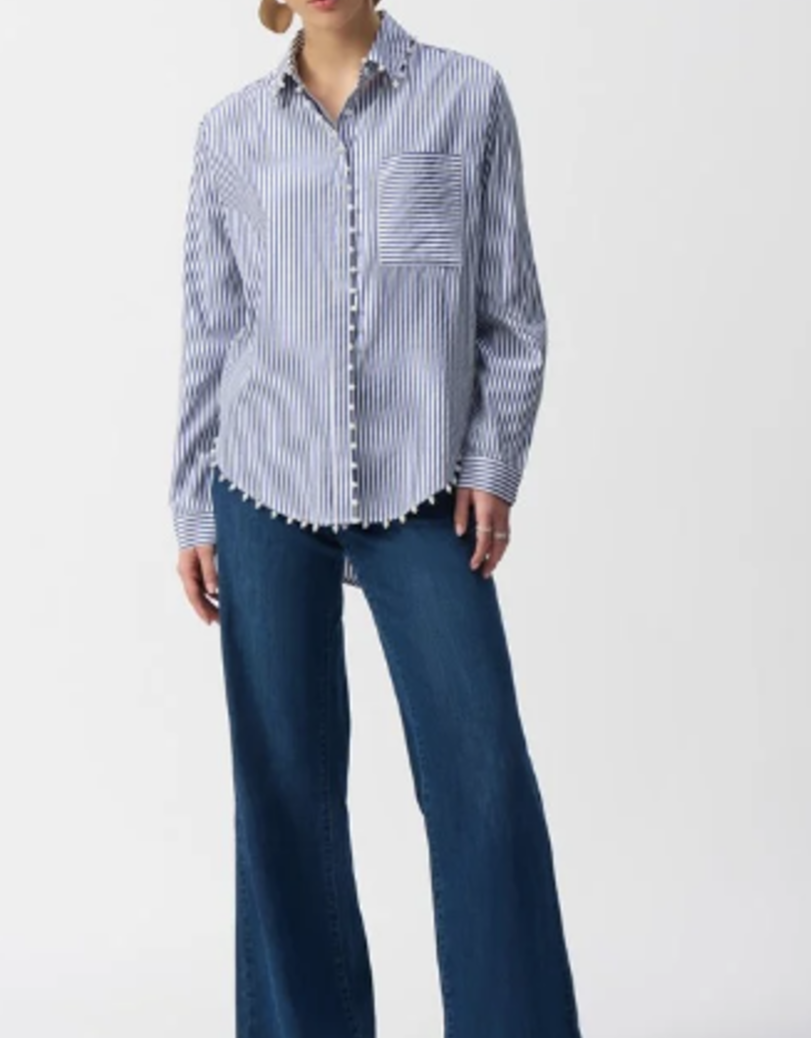 Joseph Ribkoff Joseph Ribkoff Midnight Blue/White Striped Stretch Shirt