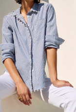 Joseph Ribkoff Joseph Ribkoff Midnight Blue/White Striped Stretch Shirt Joseph Ribkoff Joseph Ribkoff Midnight Blue/White Striped Stretch Shirt