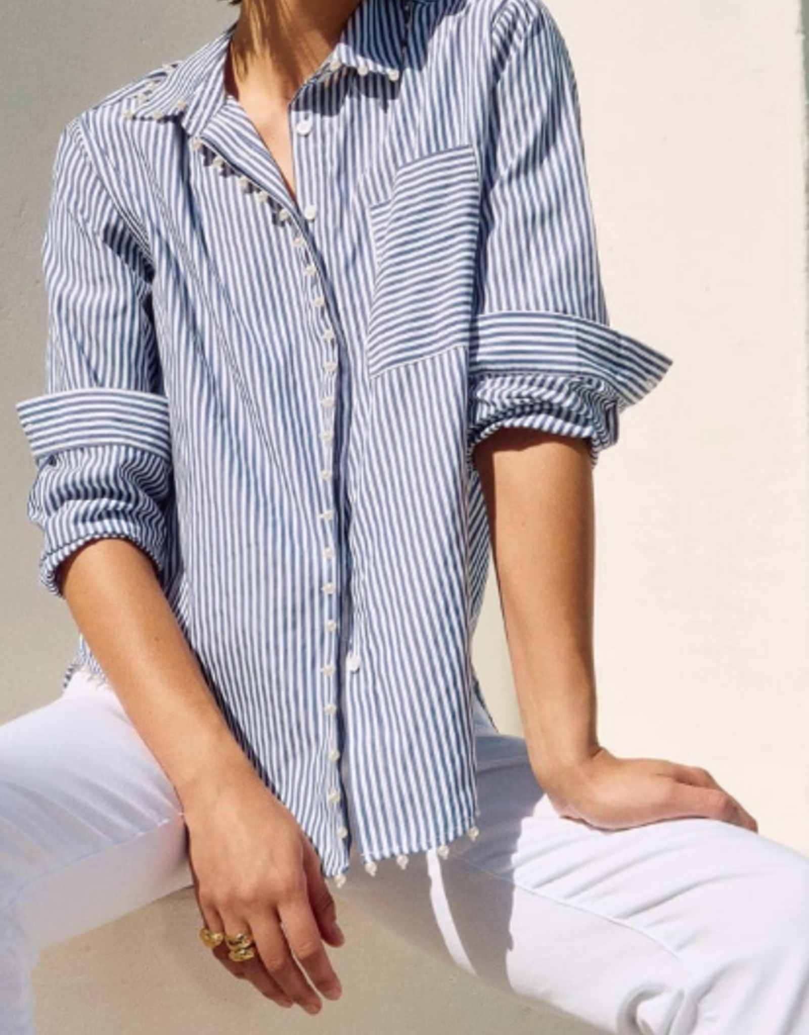 Joseph Ribkoff Joseph Ribkoff Midnight Blue/White Striped Stretch Shirt