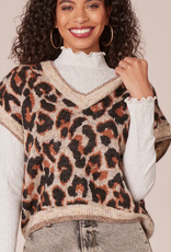 Democracy Democracy V-Neck Oatmeal Copper Animal Print  LL
