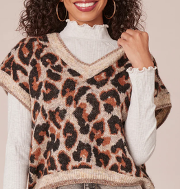 Democracy Democracy V-Neck Oatmeal Copper Animal Print  LL