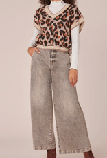 Democracy Democracy V-Neck Oatmeal Copper Animal Print  LL