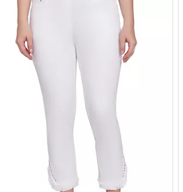 Ruby Rd Ruby Rd White Pull On Frayed Hem Denim Petite Pant BO