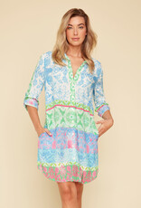 Renuar Renuar  Aquamarine Combo Print Shirt Dress CK