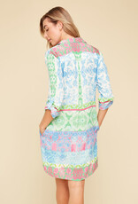 Renuar Renuar  Aquamarine Combo Print Shirt Dress CK