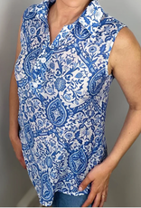 Ethyl Ethyl  Blue/White Floral print Sleeveless Top BK
