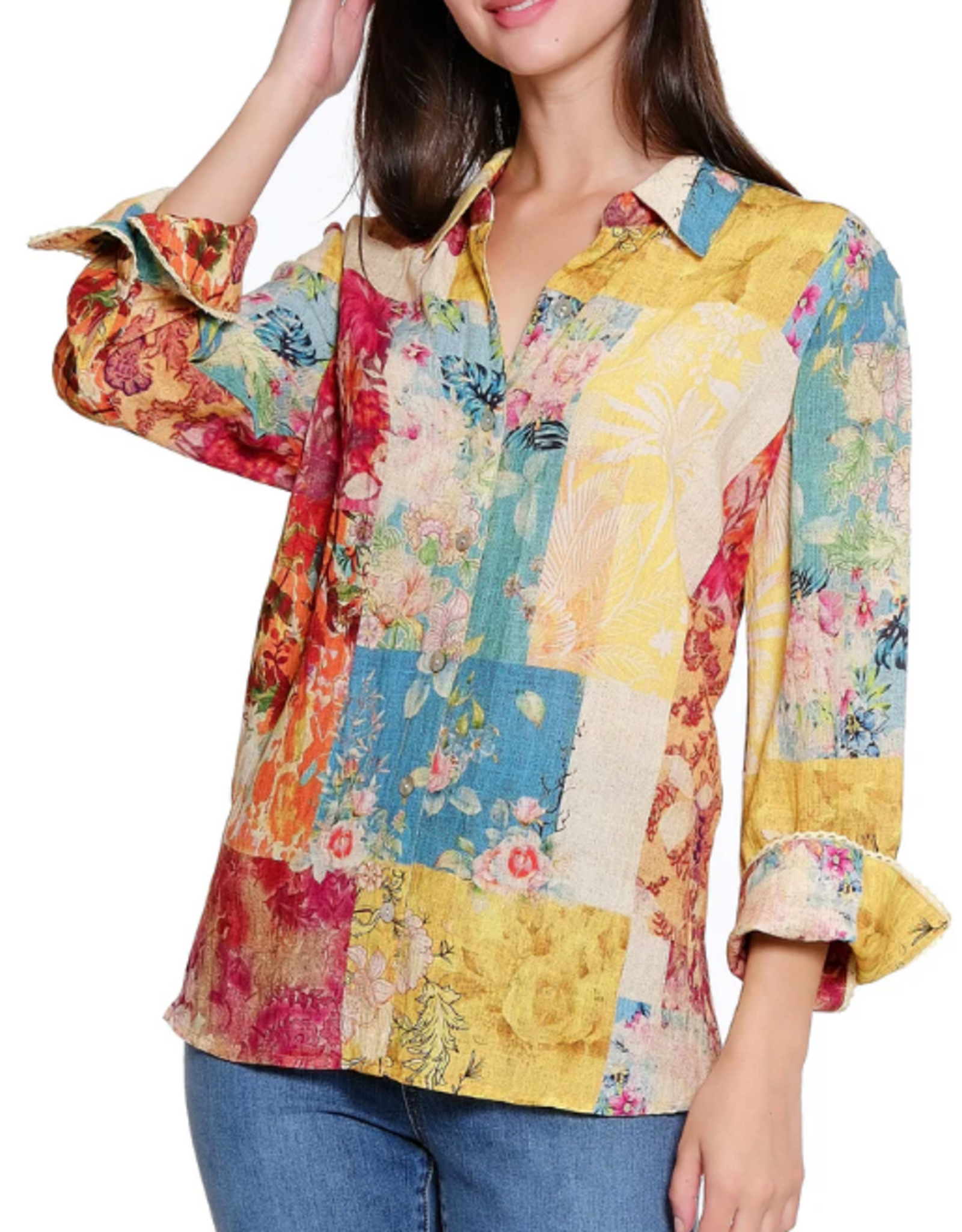 Tru Luxe Tru Luxe  Patchwork Print Long Sleeve