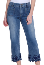 Tru Luxe Tru Luxe  Medium Wash  Denim Embroider Hem Crop  Jean